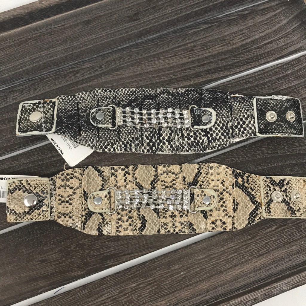 Faux Leather Snake Cuff Rhinestone Bracelet X2 12$